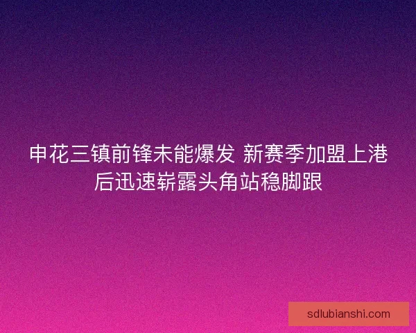 申花三镇前锋未能爆发 新赛季加盟上港后迅速崭露头角站稳脚跟