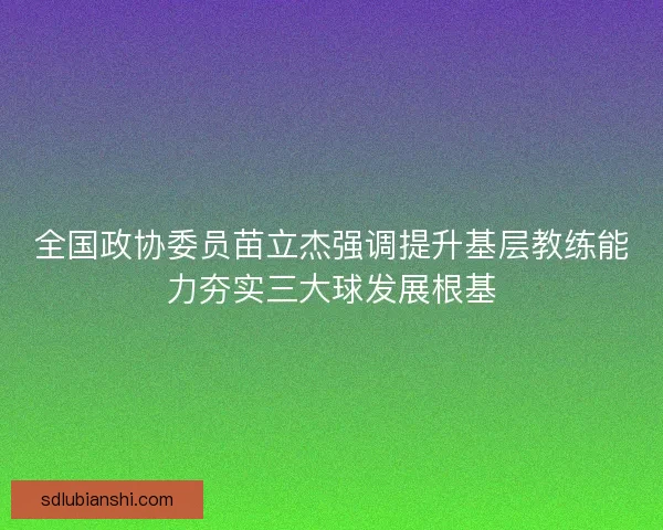 全国政协委员苗立杰强调提升基层教练能力夯实三大球发展根基