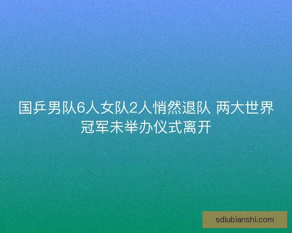 国乒男队6人女队2人悄然退队 两大世界冠军未举办仪式离开